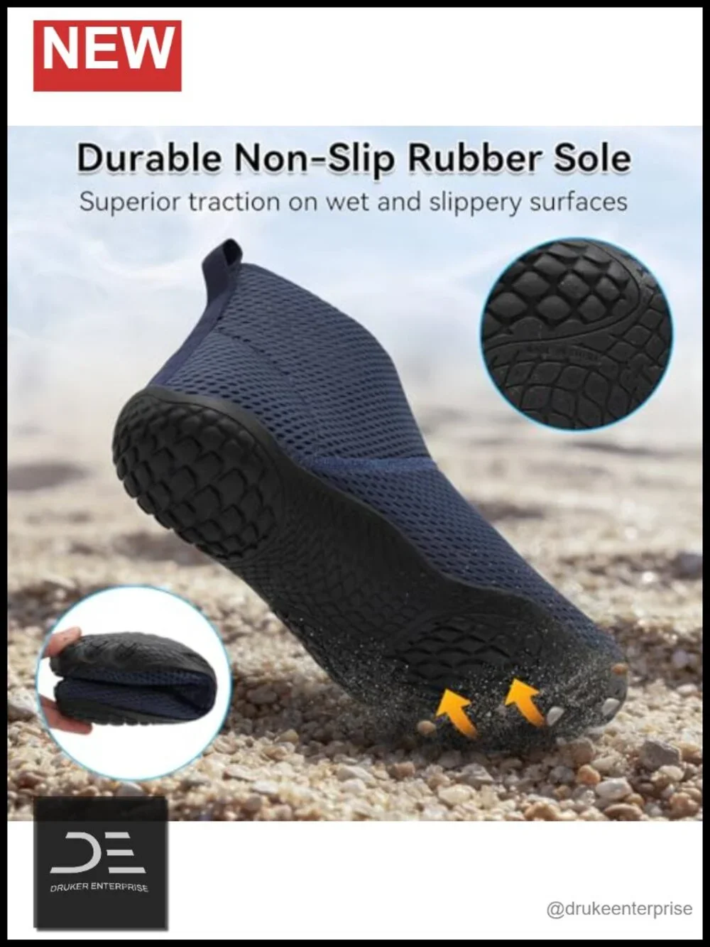 Barefoot High Top Water Shoes, Non-Slip, Quick-Dry Mesh, Adjustable Strap